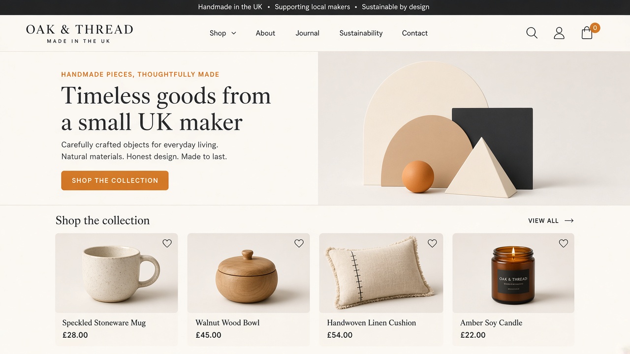 Sample mockup: boutique product shop